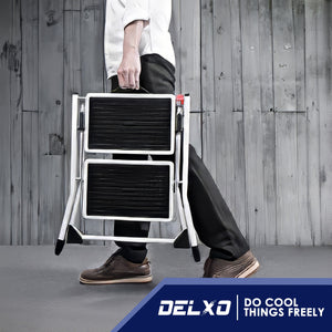 Delxo Steel Folding 2 Mini Step Stool Stepladder w/Non-Skid Stair & Carry Handle