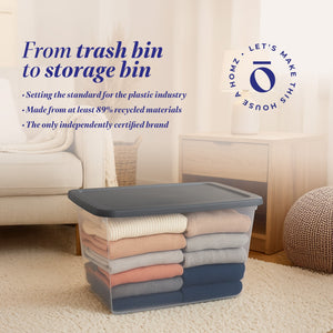 Homz 56 Qt Stackable Plastic Storage Container w/Snaplock Lid, Gray (4 Pack)