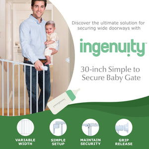 Ingenuity 30" Summer Infant Top of Stairs Simple to Secure Baby Gate, White