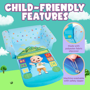 Marshmallow Furniture Kids 2-in-1 Flip Open Foam Compress Sofa Bed, Cocomelon