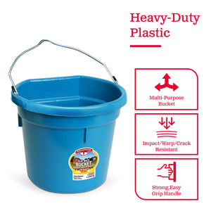 Little Giant All Purpose Heavy Duty Flat Back 20 Quart Plastic Bucket, Teal