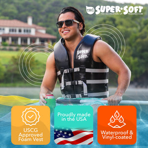 TRC Recreation Super Soft XS Life Jacket Vinyl Coated Foam Swim Vest, Yellow