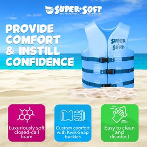 TRC Recreation Super Soft XS Life Jacket Vinyl Coated Foam Swim Vest, Yellow