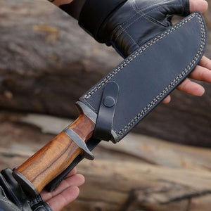Innovator Damascus Bowie Knife with Rosewood Handle - TRAPSKI
