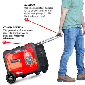 5500 Watt Inverter Generator Super Quiet Portable Gas Power Professional Use