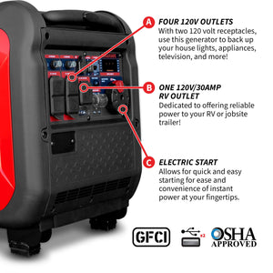 5500 Watt Inverter Generator Super Quiet Portable Gas Power Professional Use