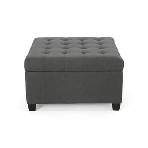 Isabella Contemporary Ottoman with Tufted Storage Lid - Fabric or Faux Leather
