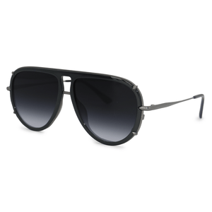 Ivy Luxe - Black Tangle-Free Round Aviator Sunglasses - TRAPSKI