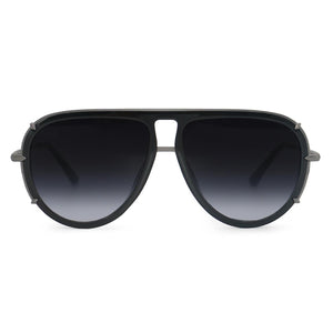 Ivy Luxe - Black Tangle-Free Round Aviator Sunglasses - TRAPSKI