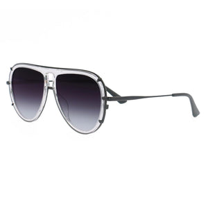 Ivy Luxe - Clear Black Tangle-Free Round Aviator Sunglasses - TRAPSKI