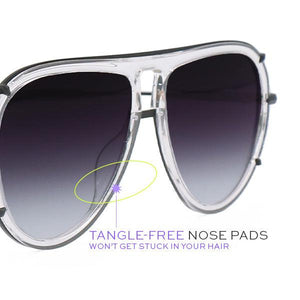 Ivy Luxe - Clear Black Tangle-Free Round Aviator Sunglasses - TRAPSKI