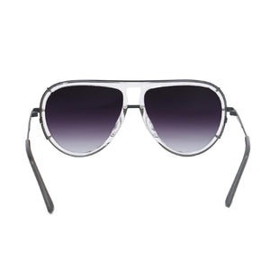 Ivy Luxe - Clear Black Tangle-Free Round Aviator Sunglasses - TRAPSKI