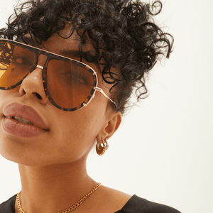 Ivy Luxe - Yellow Tangle-Free Round Aviator Sunglasses - TRAPSKI