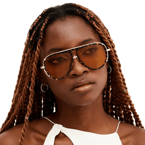 Ivy Luxe - Yellow Tangle-Free Round Aviator Sunglasses - TRAPSKI