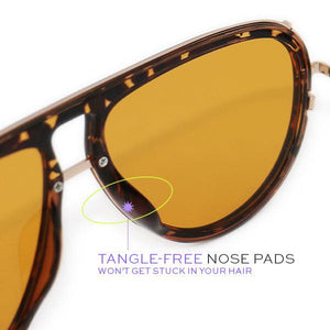 Ivy Luxe - Yellow Tangle-Free Round Aviator Sunglasses - TRAPSKI