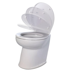 Jabsco Deluxe Flush 14" Angled Back 12V Freshwater Electric Marine Toilet w/Solenoid Valve Soft Close Lid - TRAPSKI
