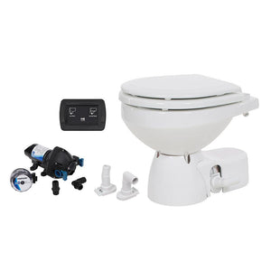 Jabsco Quiet Flush E2 Raw Water Toilet Compact Bowl - 24V - Soft Close Lid - TRAPSKI