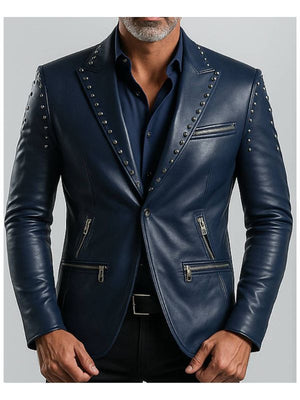 Jack Blue Leather Blazer – Men’s Premium Blue Leather Jacket