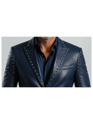 Jack Blue Leather Blazer – Men’s Premium Blue Leather Jacket