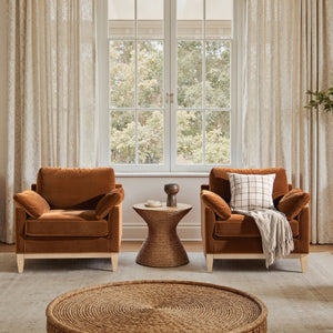 Pasadena 36" Wide Modern Farmhouse Accent Arm Chair with Easy-Clean Velvet - Burnt Orange