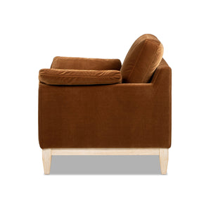 Pasadena 36" Wide Modern Farmhouse Accent Arm Chair with Easy-Clean Velvet - Burnt Orange