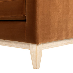 Pasadena 36" Wide Modern Farmhouse Accent Arm Chair with Easy-Clean Velvet - Burnt Orange