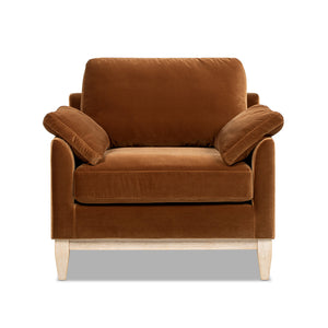 Pasadena 36" Wide Modern Farmhouse Accent Arm Chair with Easy-Clean Velvet - Burnt Orange