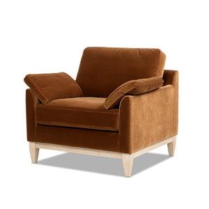 Pasadena 36" Wide Modern Farmhouse Accent Arm Chair with Easy-Clean Velvet - Burnt Orange