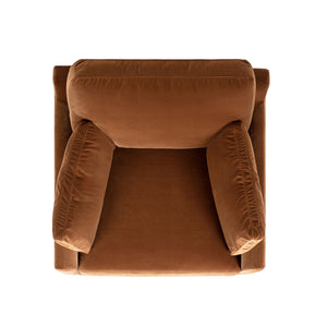 Pasadena 36" Wide Modern Farmhouse Accent Arm Chair with Easy-Clean Velvet - Burnt Orange