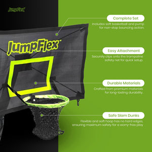 JumpFlex PROJAM Hero Basketball Hoop and Net Attachment for Trampolines, Black - TRAPSKI