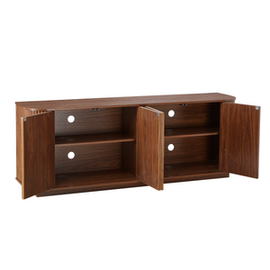 Walnut Sideboard Storage Cabinet with Wave Pattern - 64" Wide