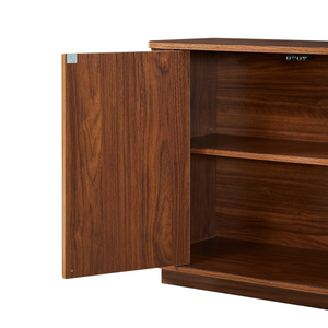 Walnut Sideboard Storage Cabinet with Wave Pattern - 64" Wide