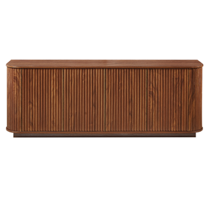 Walnut Sideboard Storage Cabinet with Wave Pattern - 64" Wide