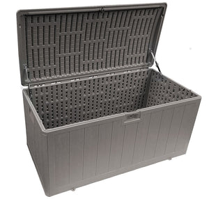 Plastic Development Group 105-Gallon Resin Outdoor Storage Patio Deck Box, Gray