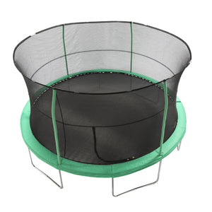 JumpKing JK1418C2 14 Foot Padded Enclosed Round Trampoline with G3 Poles, Green - TRAPSKI