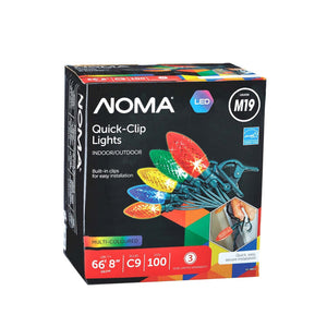 NOMA Quick Clip 66.8' LED Oudoor Christmas String Lights, 100 Multi-Color Bulbs