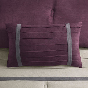 7 Piece Faux Suede King Comforter Set with Hypoallergenic Filling - Purple