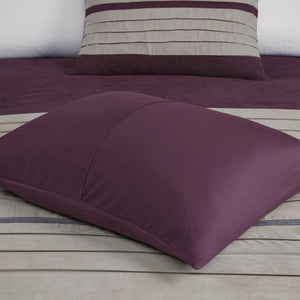 7 Piece Faux Suede King Comforter Set with Hypoallergenic Filling - Purple