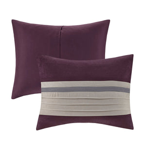 7 Piece Purple Faux Suede Comforter Set Full Size