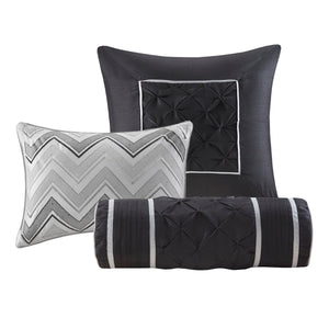 7 Piece Tufted Comforter Set - Grey - California King