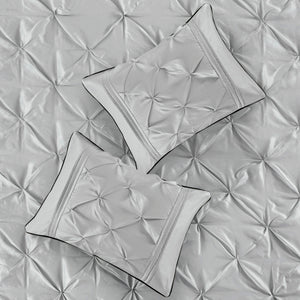 7 Piece Tufted Comforter Set - Grey - California King