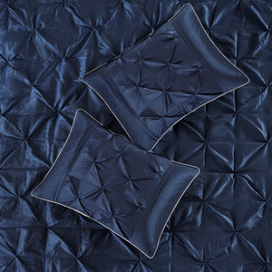 7 Piece Tufted Comforter Set Navy King