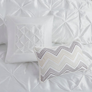 7 Piece Tufted Comforter Set with Hypoallergenic Filling - White
