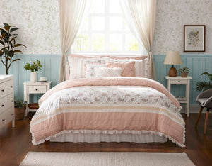 9 Piece Cotton Percale Comforter Set with Decorative Pillows - Blush