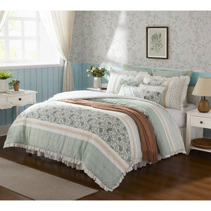 9 Piece Cotton Percale Comforter Set with Decorative Pillows - Aqua
