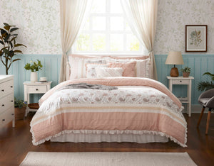 9 Piece Cotton Percale Comforter Set with Decorative Pillows - Blush