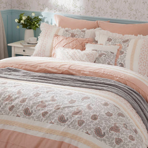 9 Piece Cotton Percale Comforter Set with Decorative Pillows - Blush