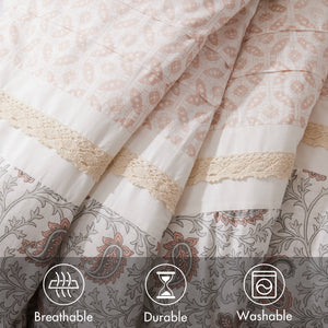 9 Piece Cotton Percale Comforter Set with Decorative Pillows - Blush