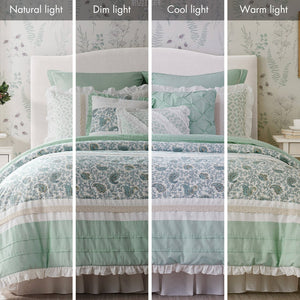 9 Piece Cotton Percale Comforter Set with Decorative Pillows - Aqua