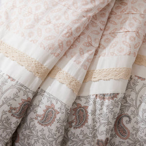 9 Piece Cotton Percale Comforter Set with Decorative Pillows - Blush
